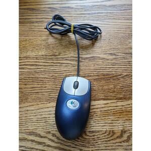 Logitech USB Wired Premium Optical Scroll Wheel Mouse Blue M-BJ58 TESTED WORKS